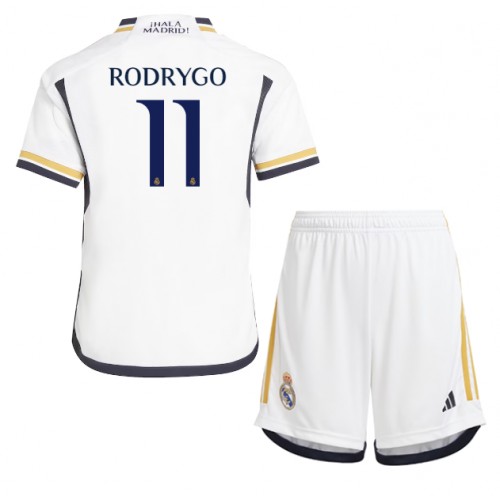 Maillot de foot Real Madrid Rodrygo Goes #11 Domicile enfant 2023-24 Manches Courte (+ pantalon court)